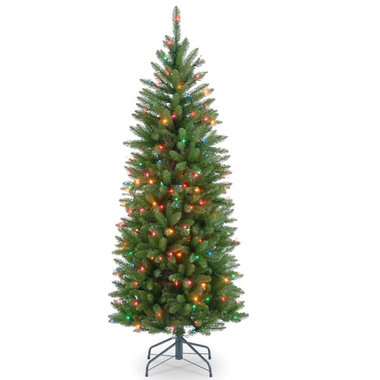 4.5 Ft Pre-lit Kingswood Fir Pencil Artificial Christmas Tree, Multicolor Lights By National Tree Company in Green | Michaels®